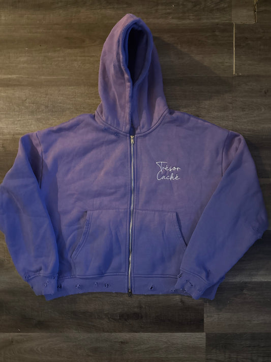Purple distressed sweatsuit