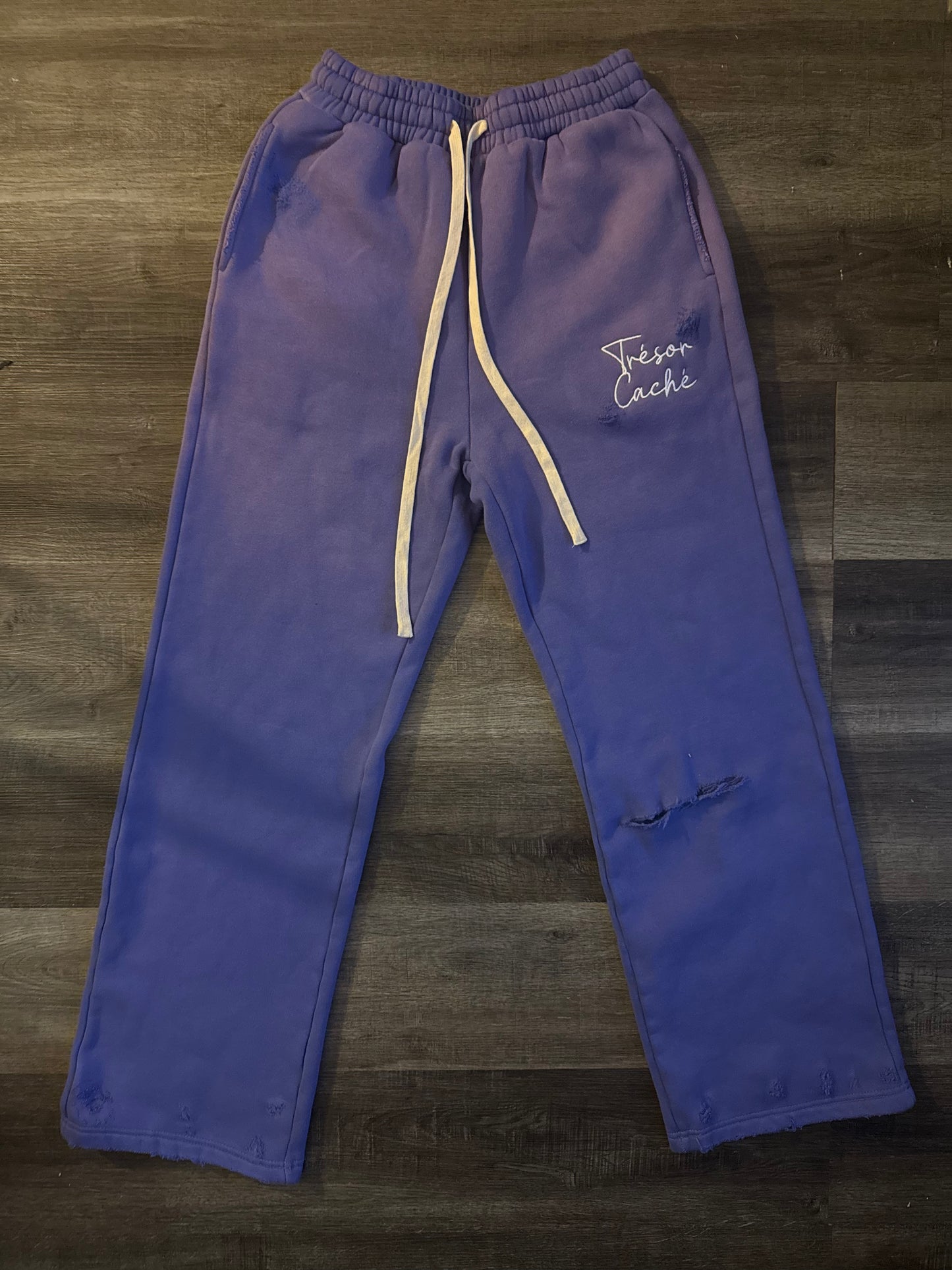 Purple distressed sweatsuit