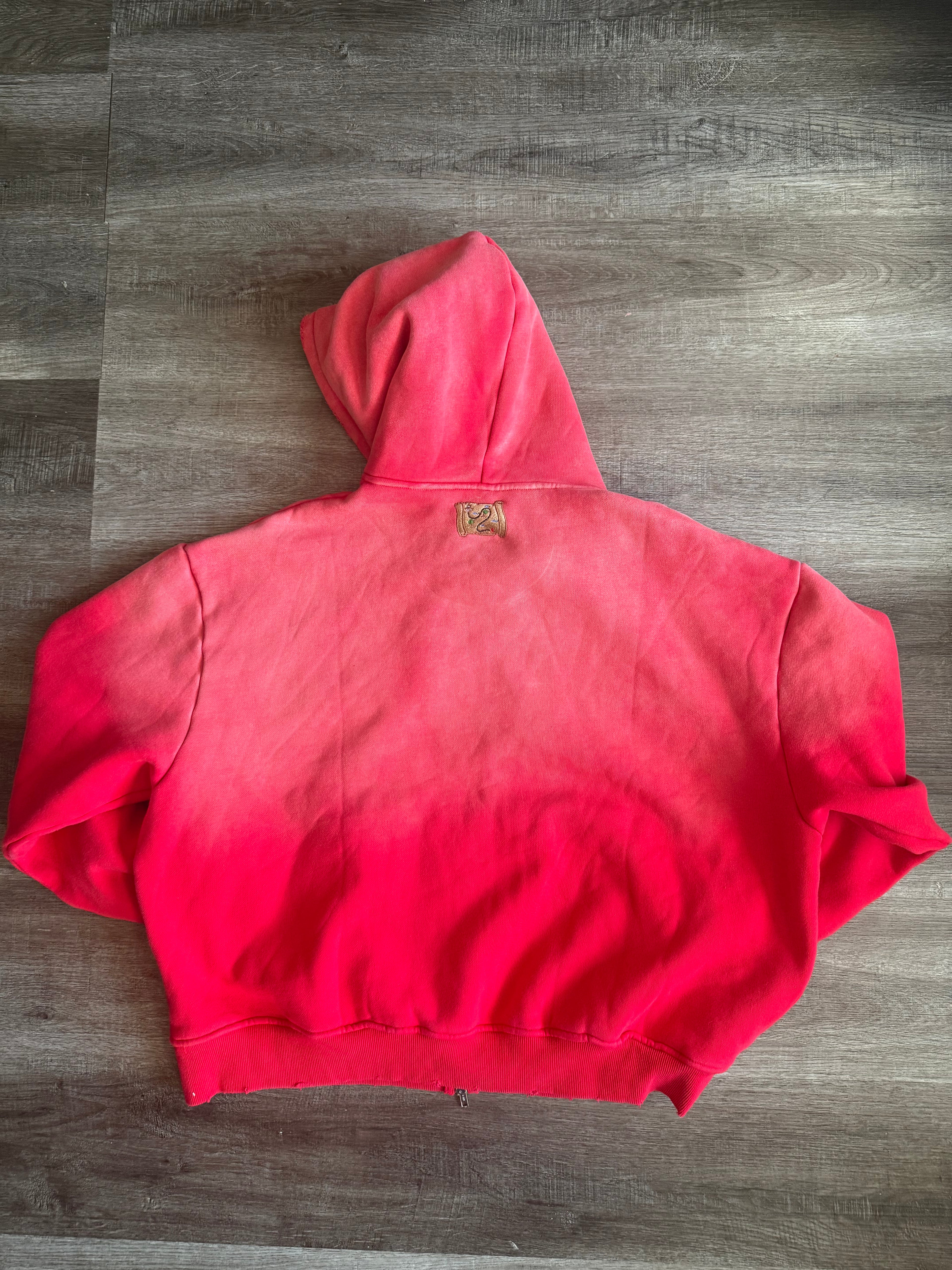 Oversized sweatsuit with zip up cropped hoodie