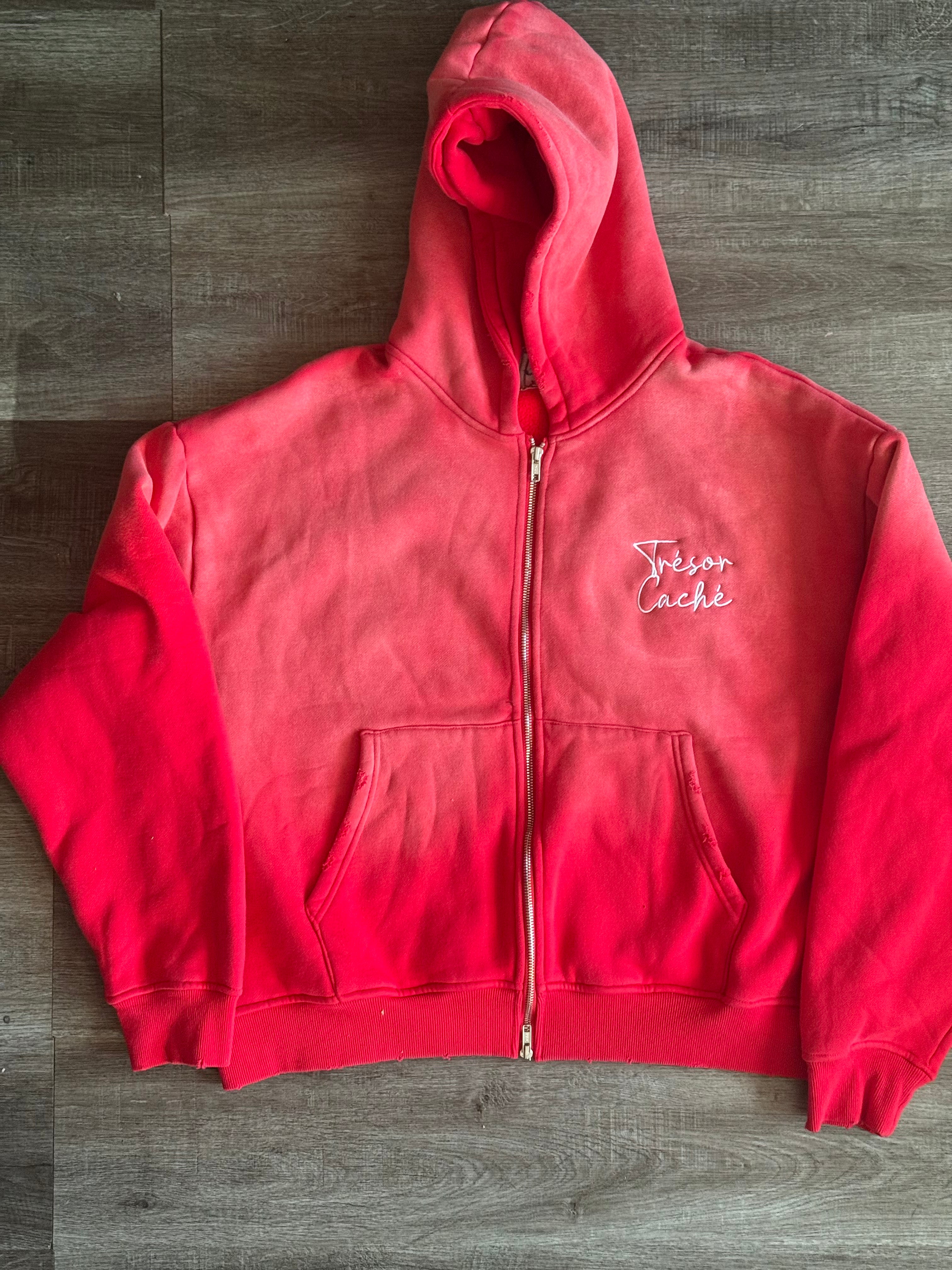 Oversized sweatsuit with zip up cropped hoodie